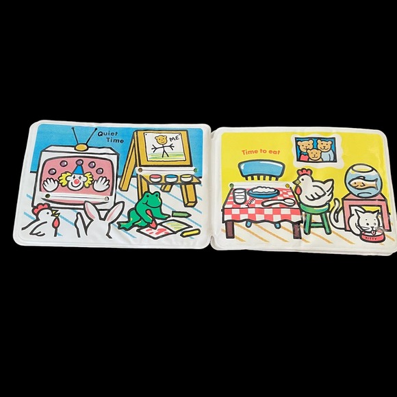 Johnson & Johnson Baby Bear Plays At Home Soft Baby Book Vintage 1983 Vinyl Bath - Picture 3 of 10